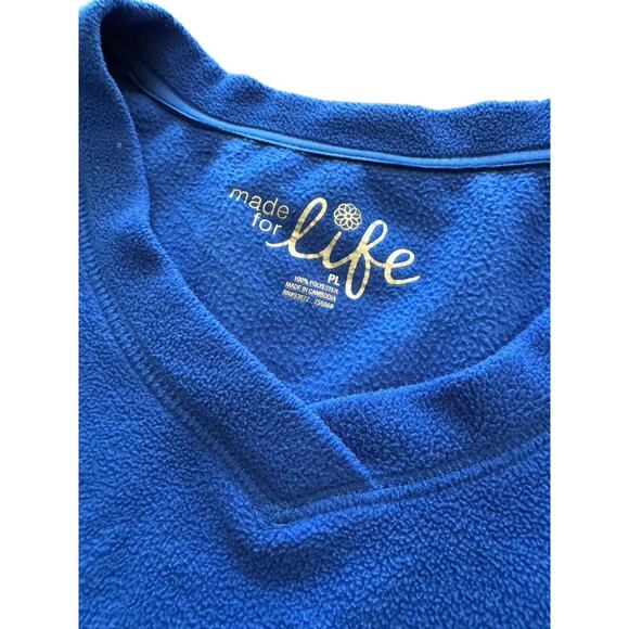 Women's Blue Fleece Petite Large (PL) V Neck Shirt Made For Life Winter Fall - Picture 4 of 9